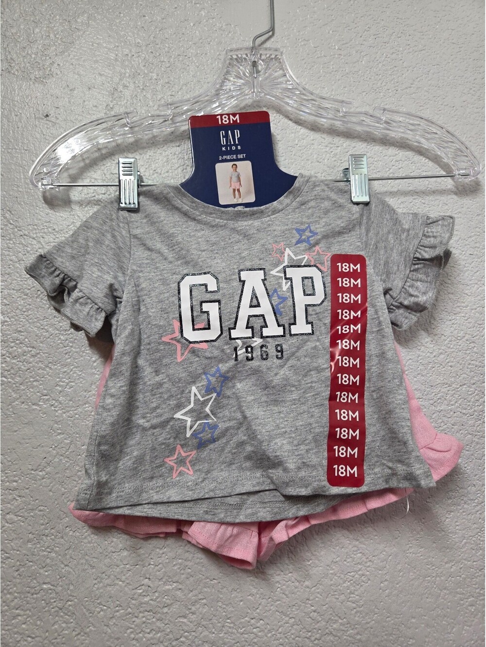 Gap Kids 2 Piece Set 18M Gray GAP T Shirt and Pink Shorts Nwt